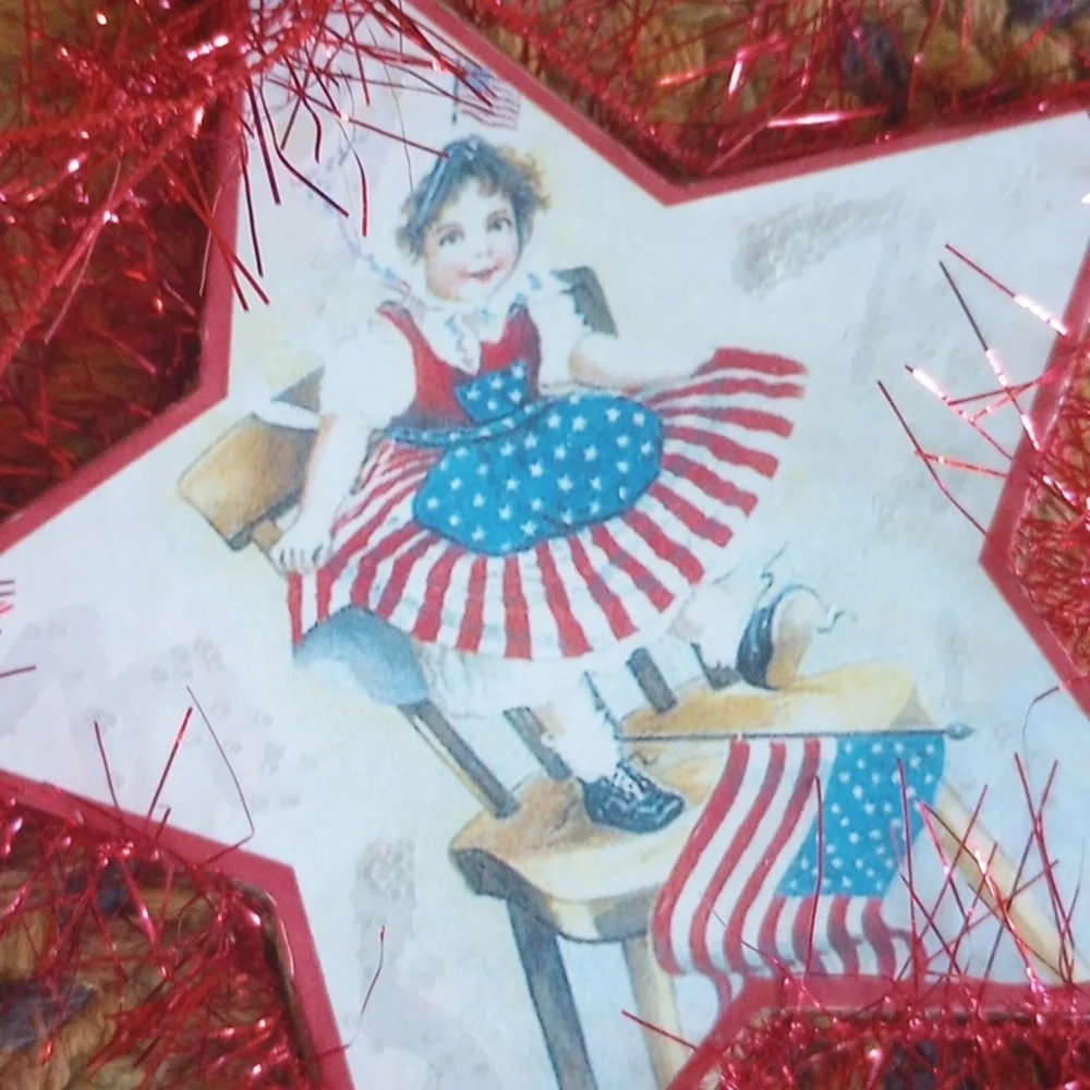 Bethany Lowe Patriotic Stars on Red Tinsel - Picture 8 of 9